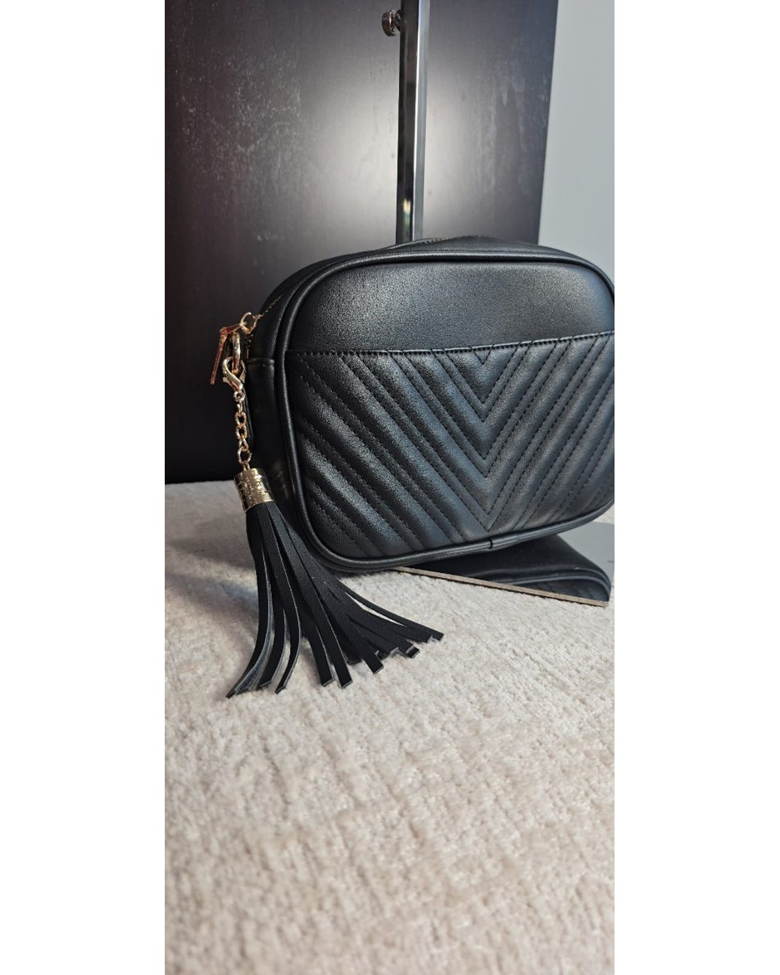 lola mae Chevron Quilted Tassel Crossbody Bag