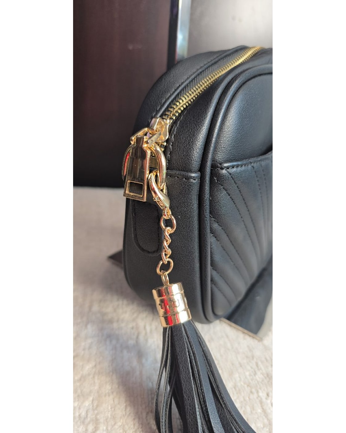 lola mae Chevron Quilted Tassel Crossbody Bag