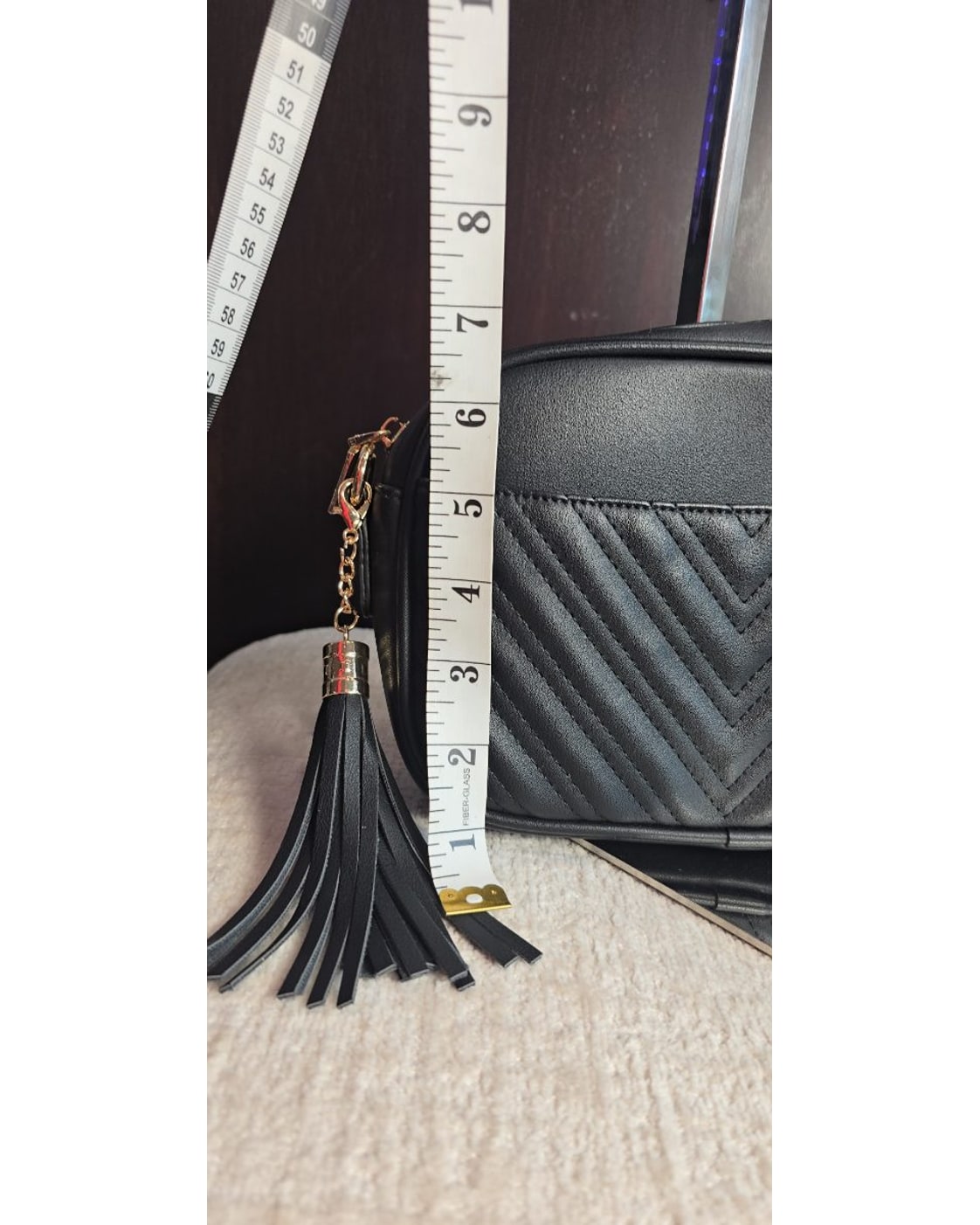lola mae Chevron Quilted Tassel Crossbody Bag