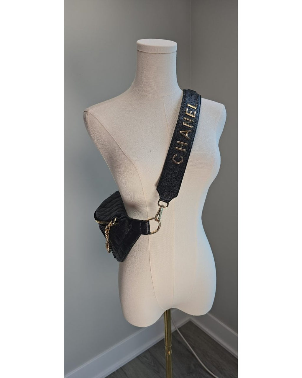 CHANEL inspired Quilted Logo-Strap Belt Crossbody Bag