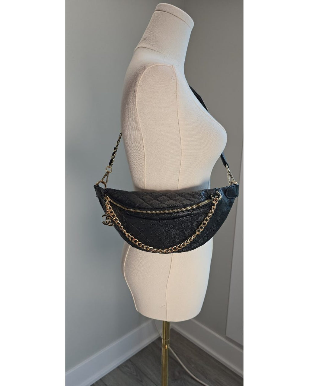 CHANEL inspired Quilted Logo-Strap Belt Crossbody Bag