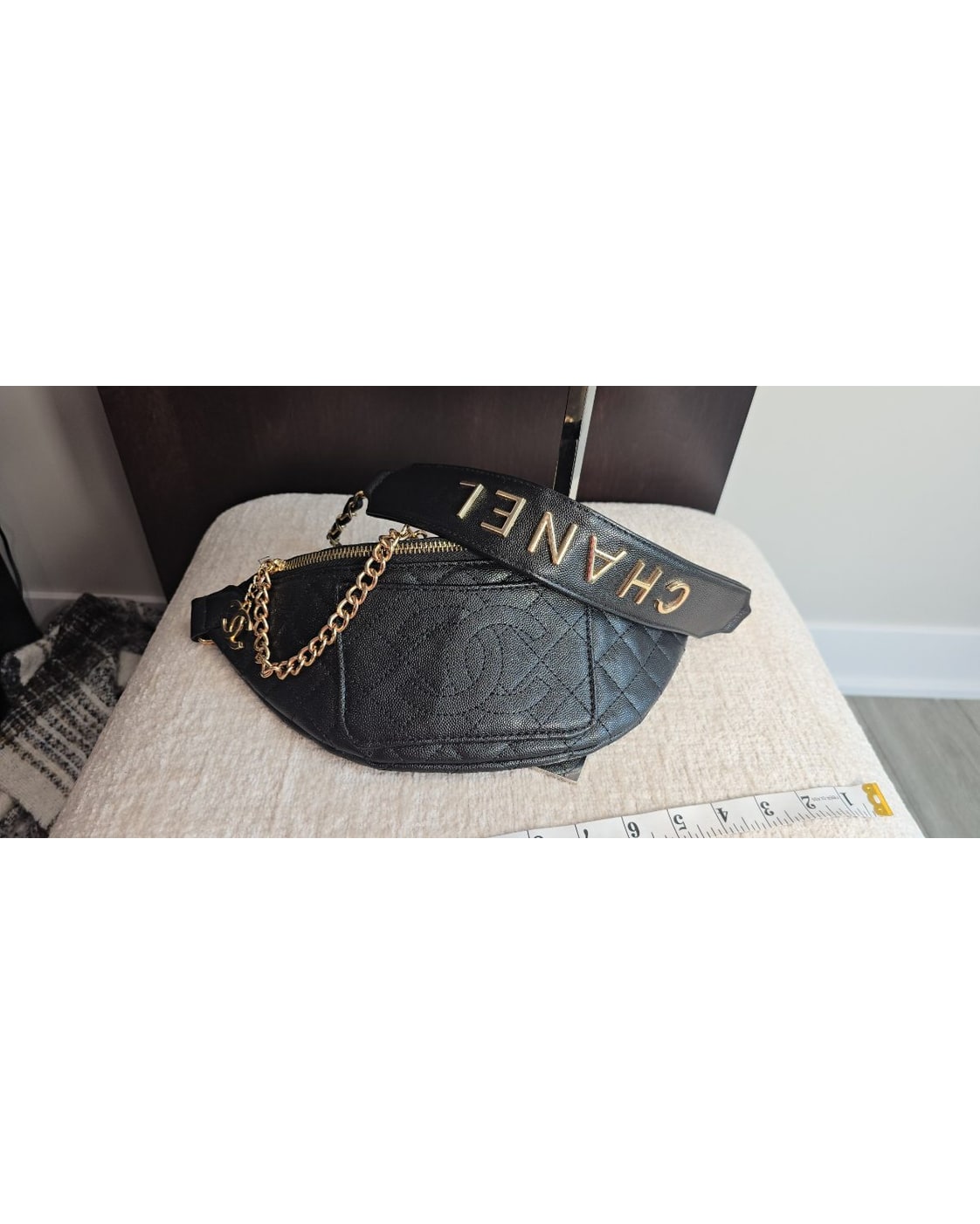 CHANEL inspired Quilted Logo-Strap Belt Crossbody Bag