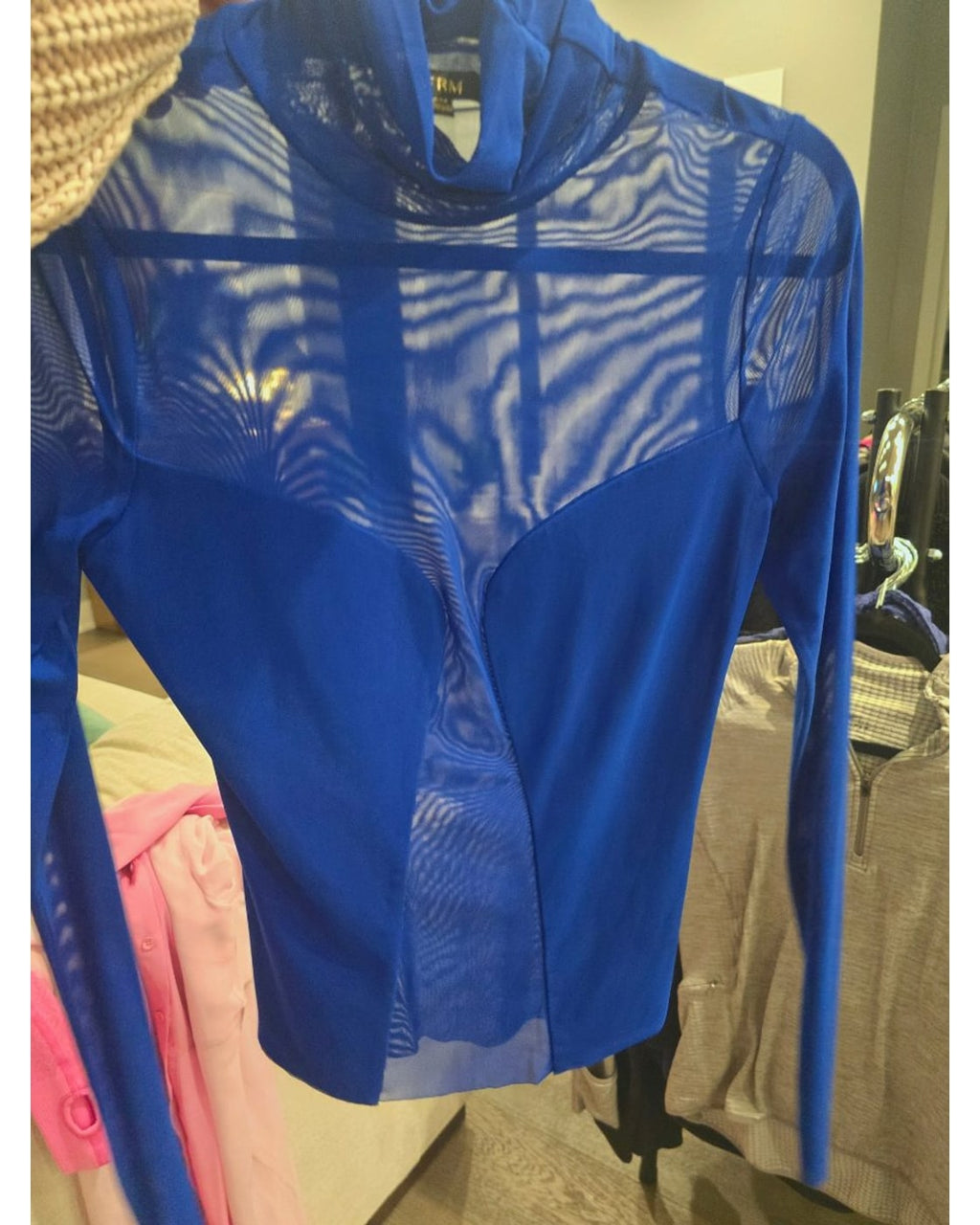 AFRM Sheer Mesh Mock-Neck Top - Style# AEFT03995AU22