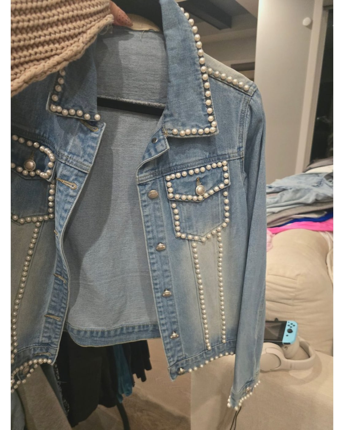 Savanna Jane Pearl Embellished Denim Jacket - Style# 100181