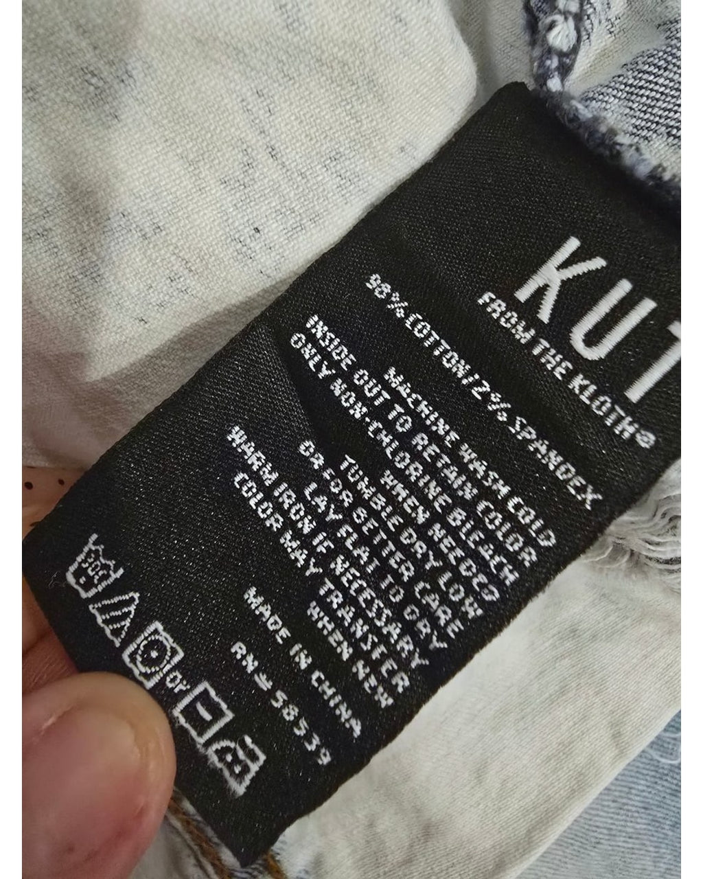 KUT FROM THE KLOTH Acid Wash Raw Hem Denim Jacket