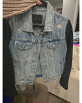 BLANKNYC Mixed Media Denim Jacket with Faux Leather Sleeves - Style# 07GA5033FE