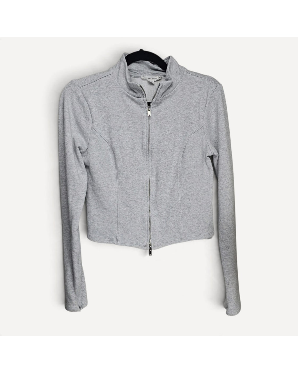 GOOD AMERICAN Cropped Seamed Zip Hoodie - Style# GS0446