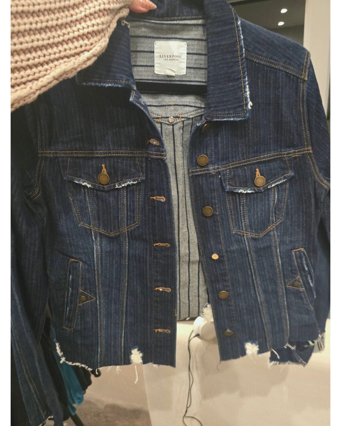 LIVERPOOL LOS ANGELES Distressed Raw Hem Denim Jacket