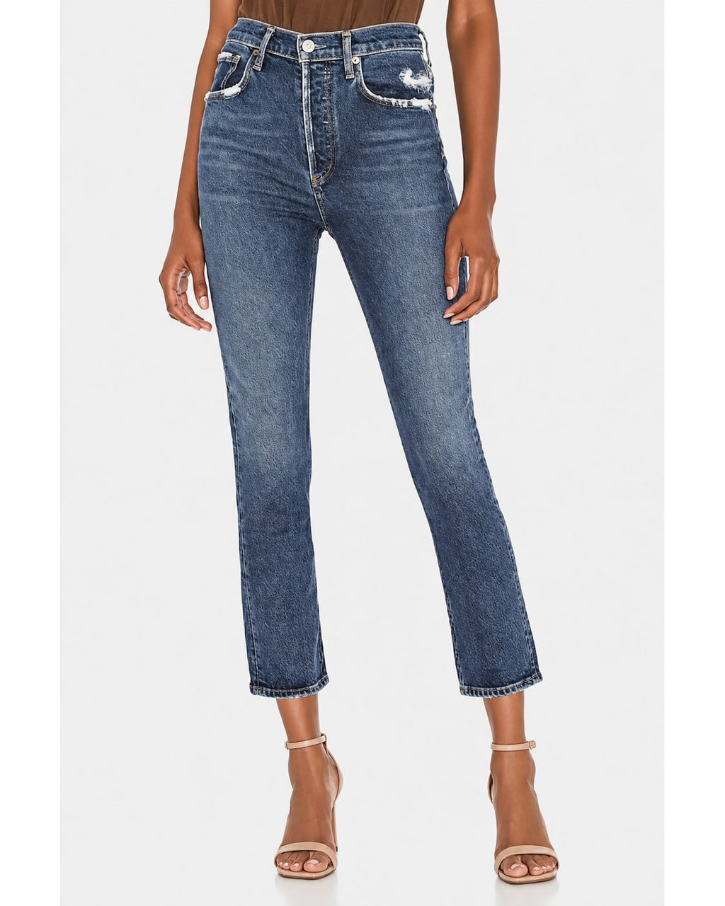 AGOLDE Riley Distressed Cropped Straight Jeans - Style# A056-1255