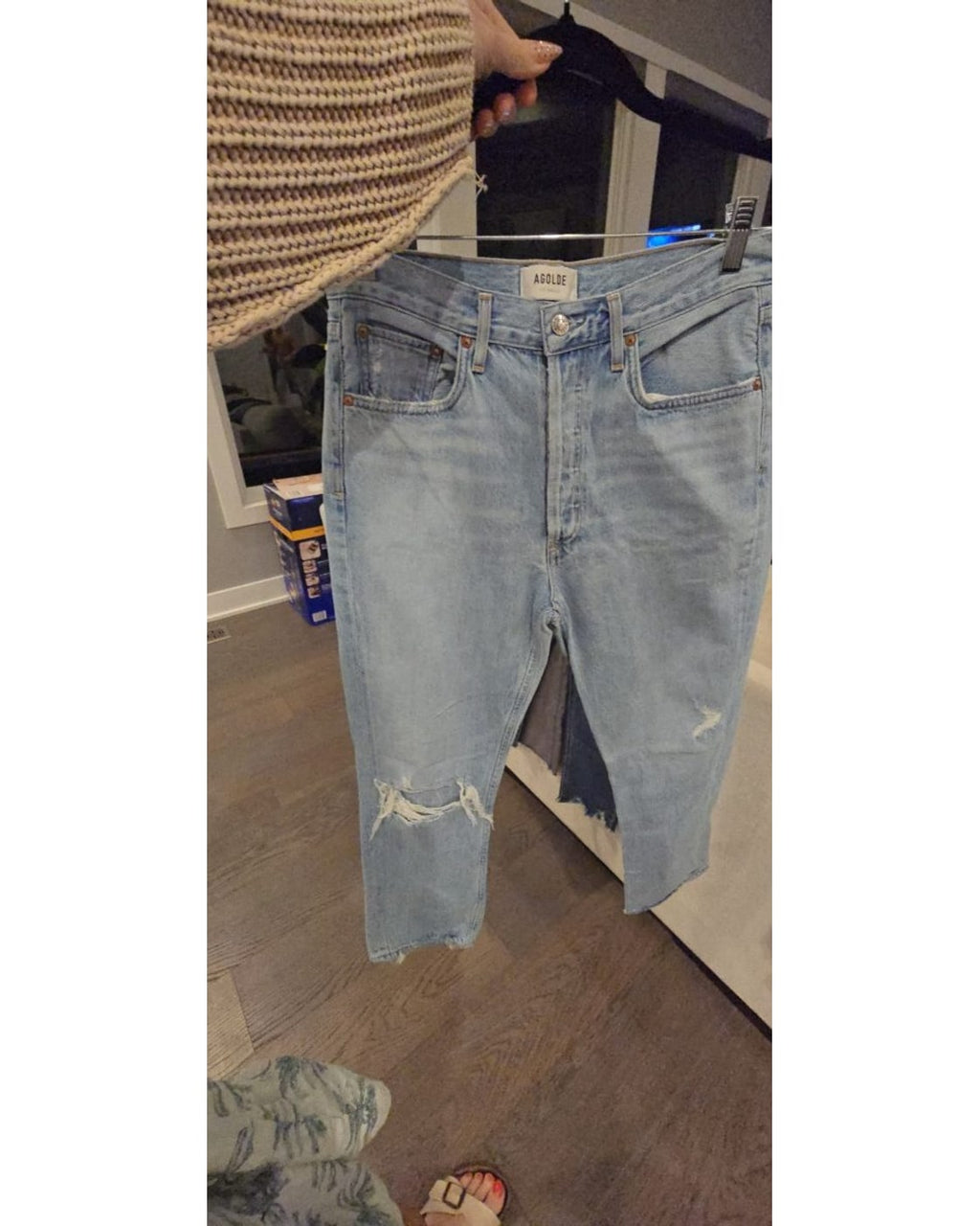 AGOLDE Riley Distressed Cropped Straight Jeans - Style# A056B-983