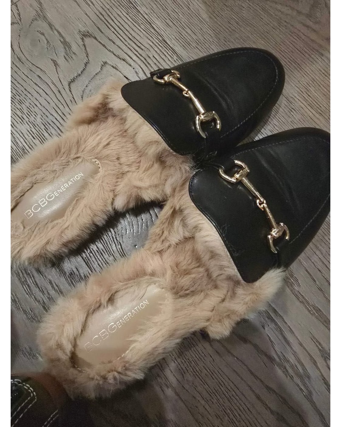 BCBGeneration Zorie Faux Fur Bit Mule Flats