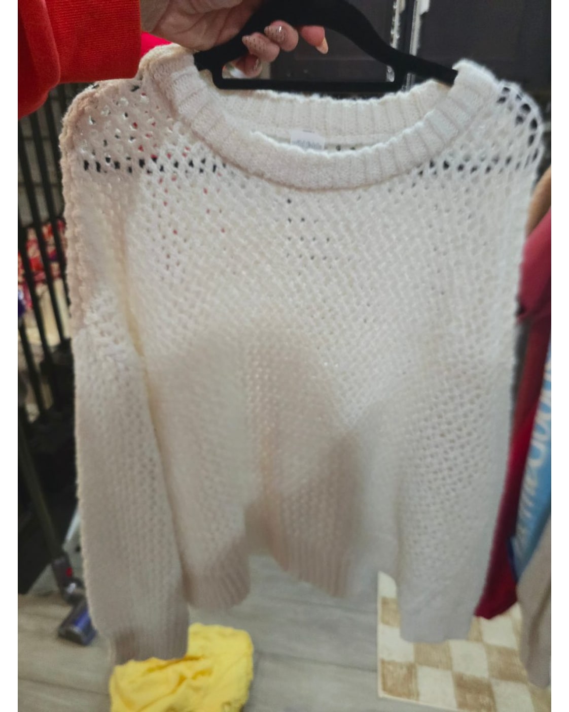 wild fable Open-Knit Crewneck Sweater