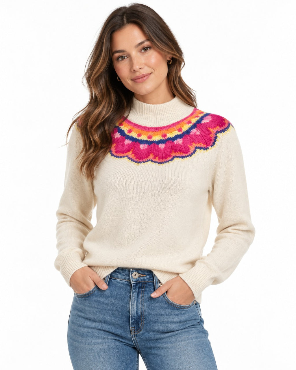 cabi Embroidered Yoke Winsome Pullover Sweater - Style# 4416
