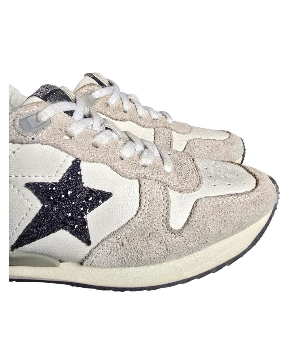 Beige Vintage Havana Glitter Star Lace-Up Sneakers, size 9