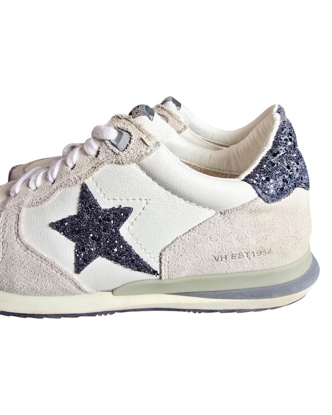 Beige Vintage Havana Glitter Star Lace-Up Sneakers, size 9 – photo 4