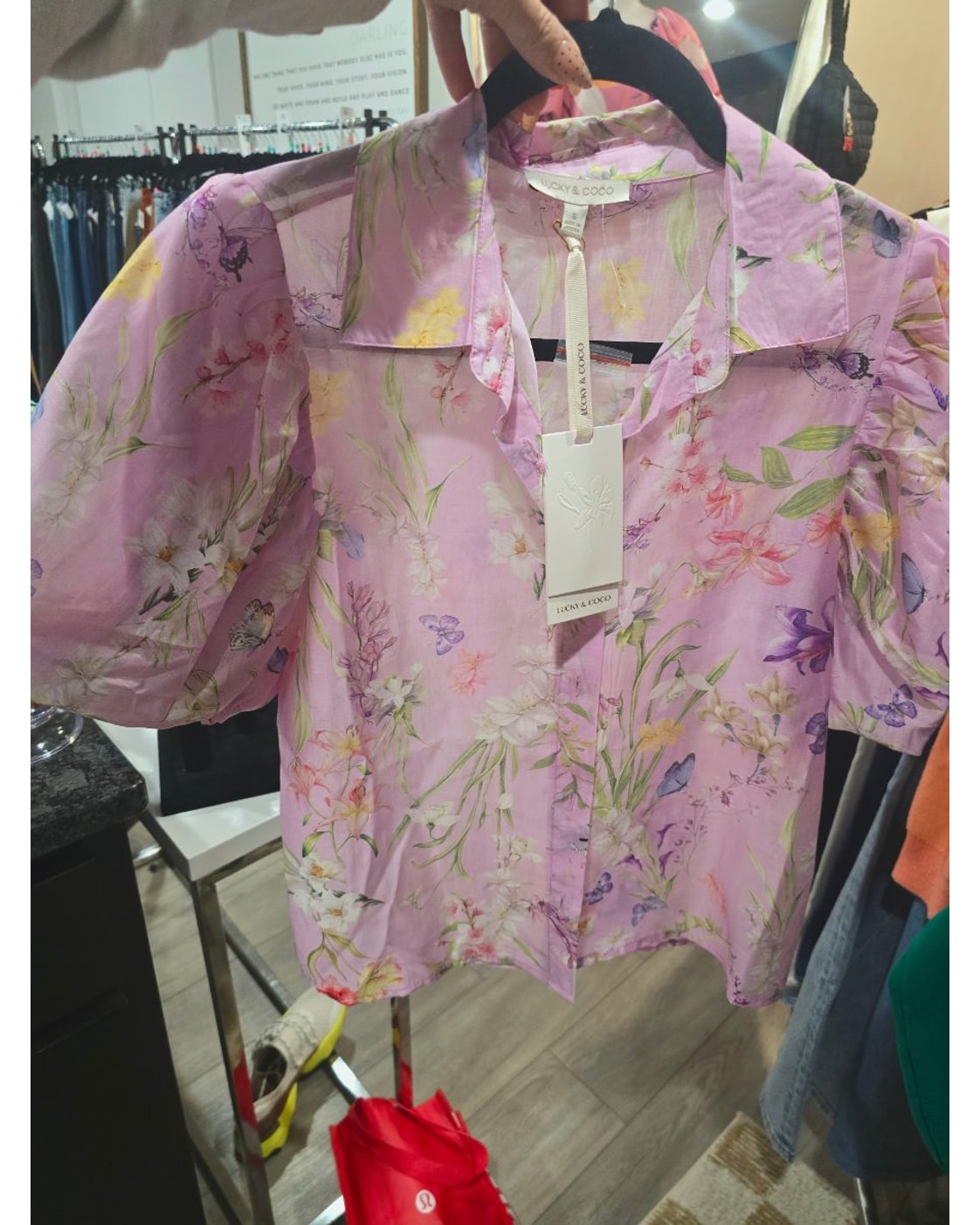 Lucky & Coco Floral Puff Sleeve Blouse - NWT