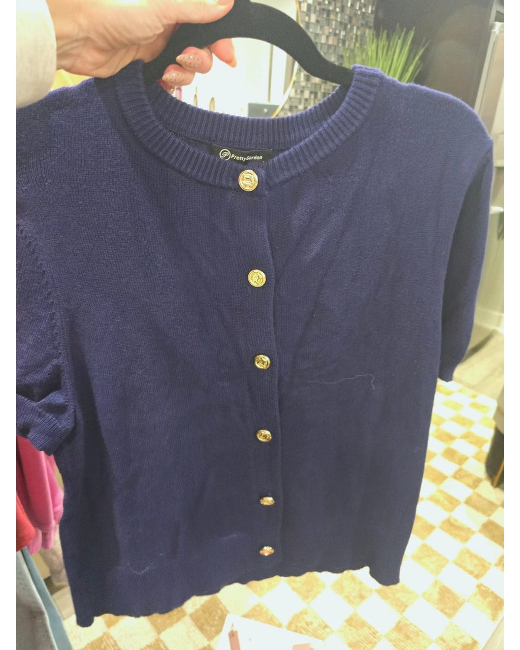 PrettyGarden Gold Button Knit Cardigan