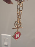 Canvas Style Nebraska N Charm Chain Bracelet