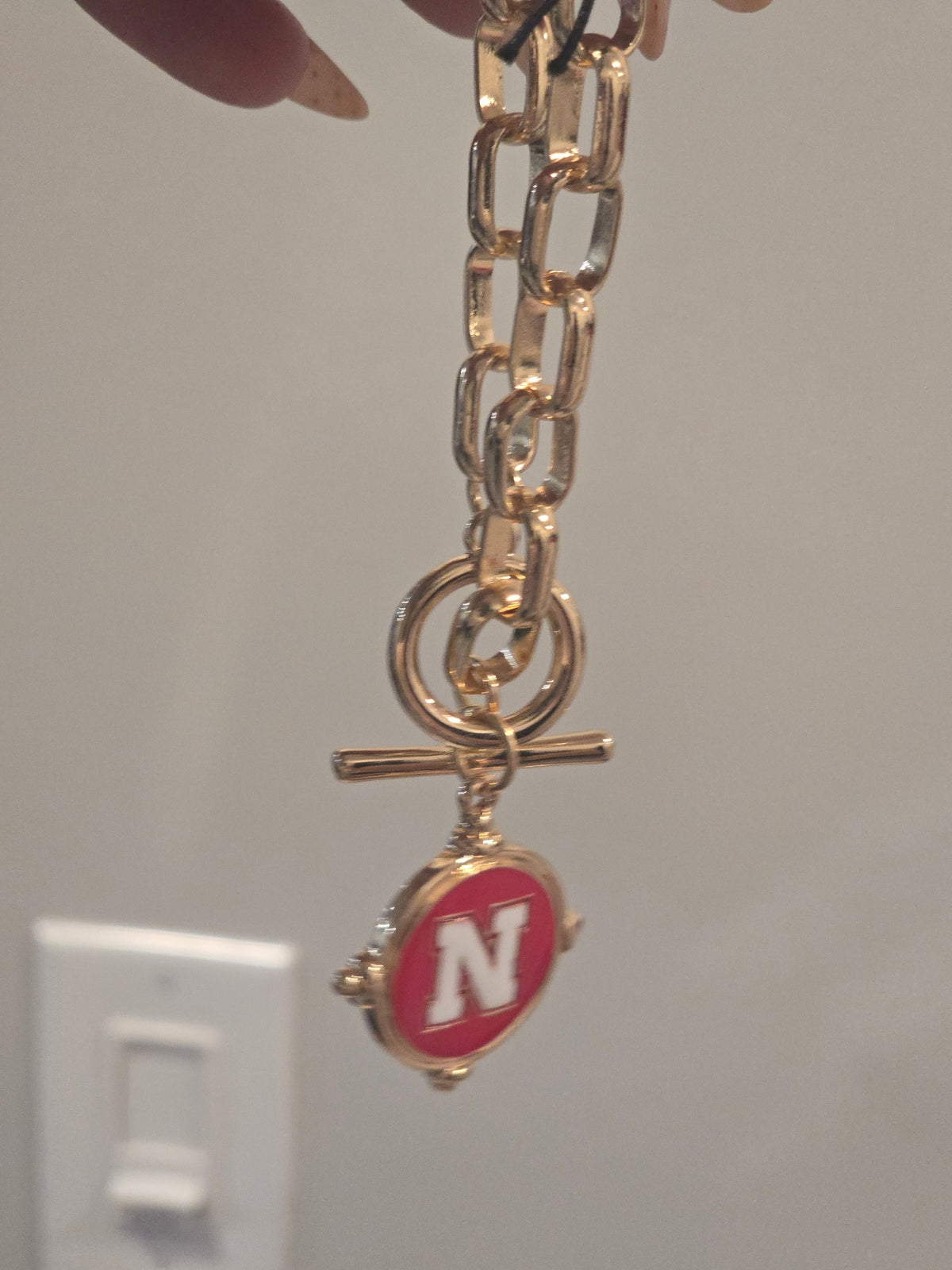 Canvas Style Nebraska N Charm Chain Bracelet