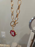 Gold Canvas Style Nebraska Huskers Charm Chain Necklace