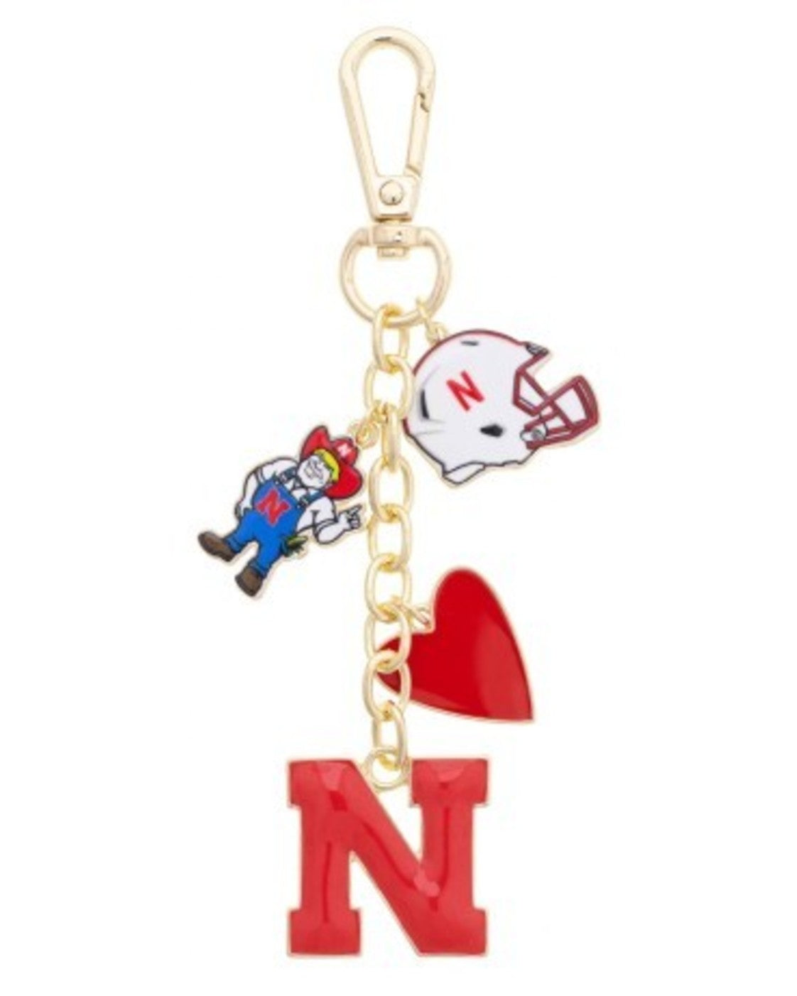 Gold Canvas Style Nebraska Huskers Bag Charm Keychain
