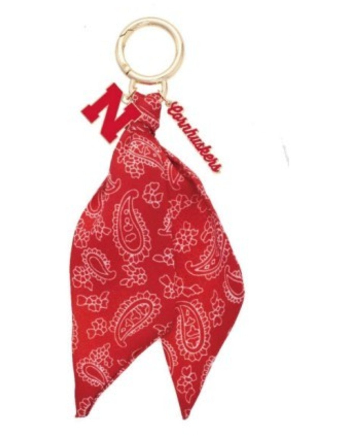 Gold Canvas Style Initial N Bandana Bag Charm Keychain