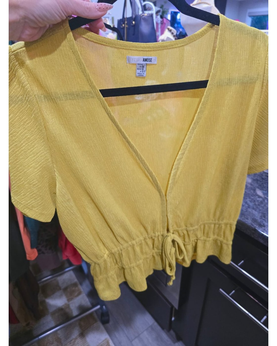 Amuse Society Cropped Wrap Knit Top