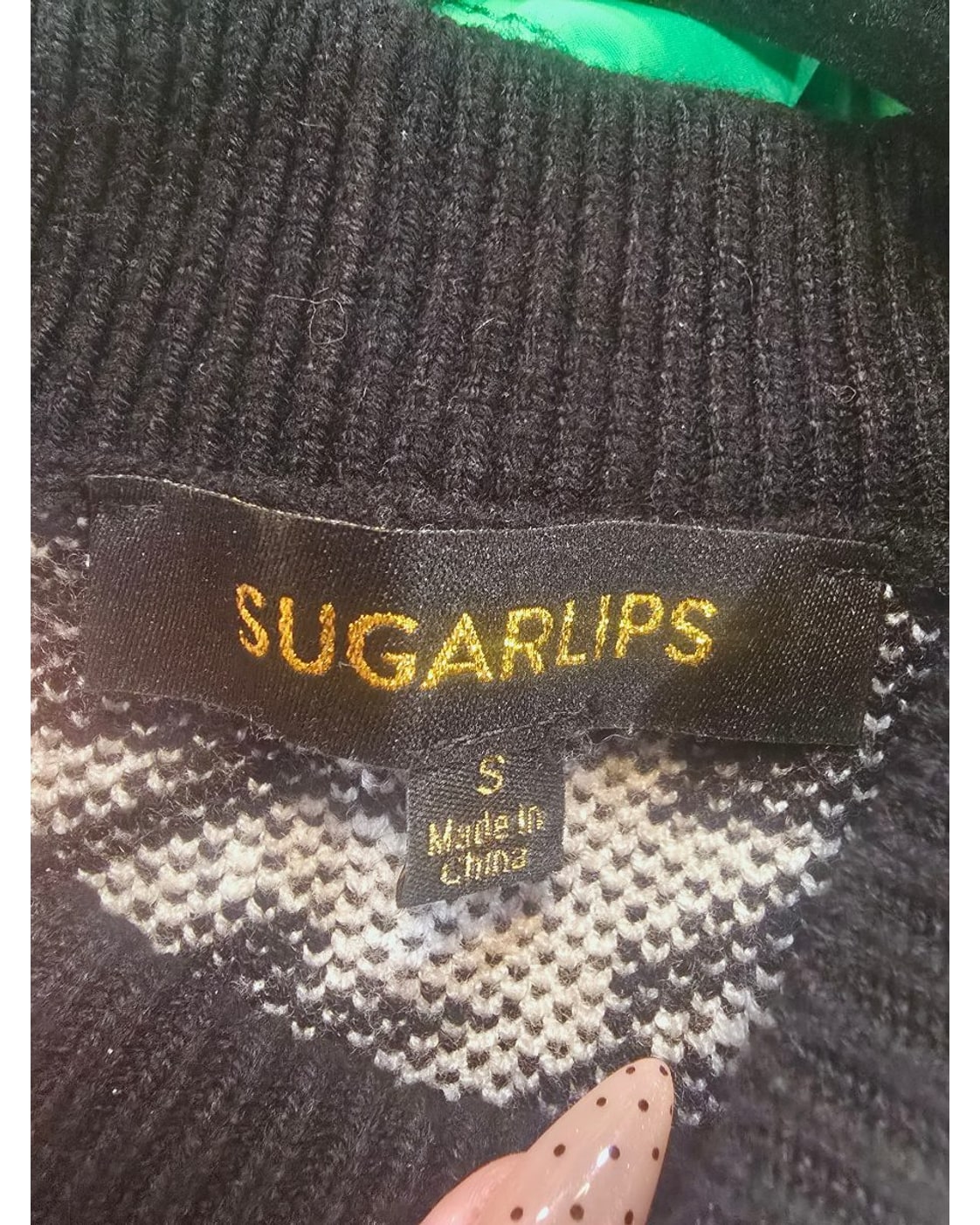 Sugarlips Houndstooth Mock Neck Sweater