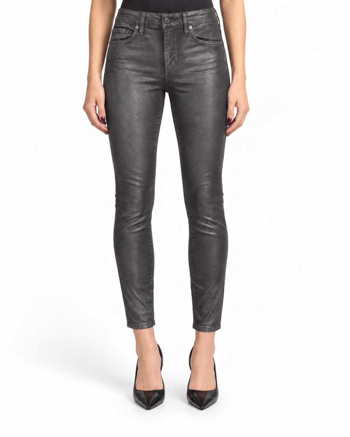 Hudson Nico Midrise Super Skinny Jeans Metallic- Style# WMA407GWF 18943-00
