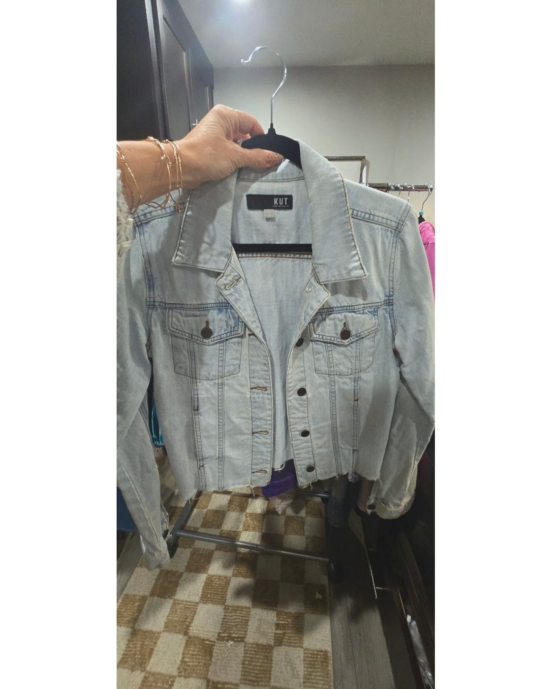 Kut from the Kloth Cropped Raw Hem Denim Jacket