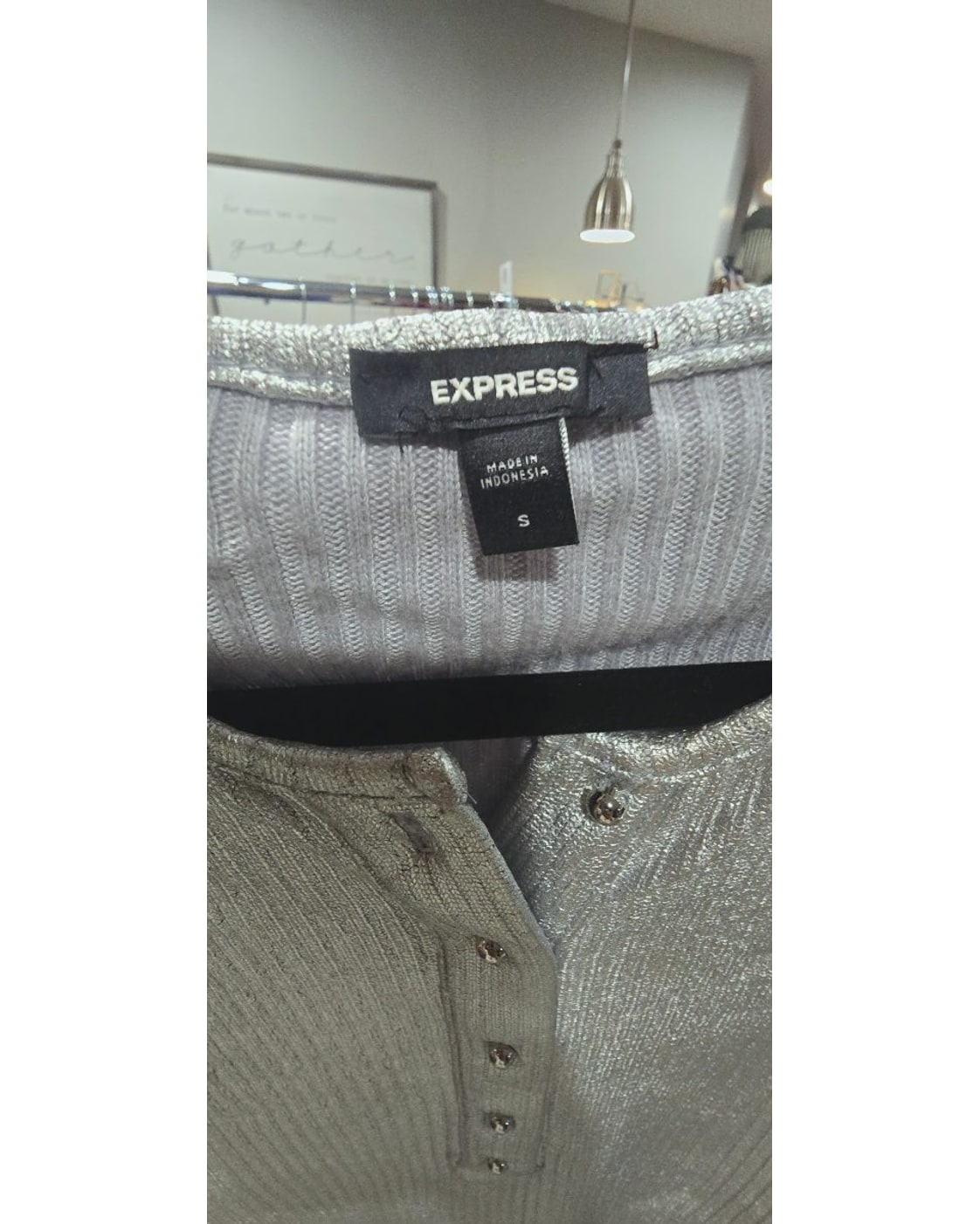 Express Metallic Henley Knit Top
