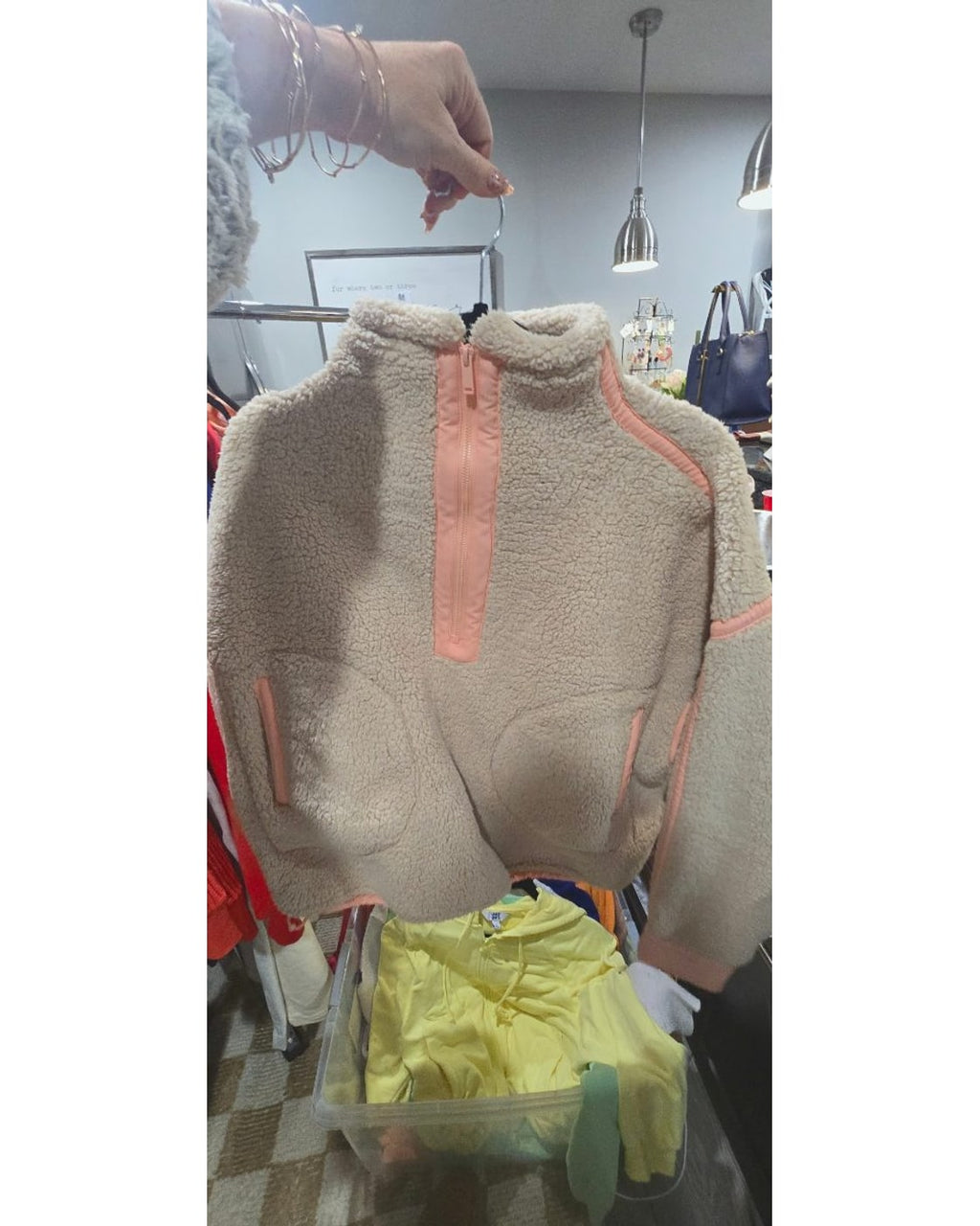 Sherpa Quarter-Zip Cropped Jacket - Style# PO 8493