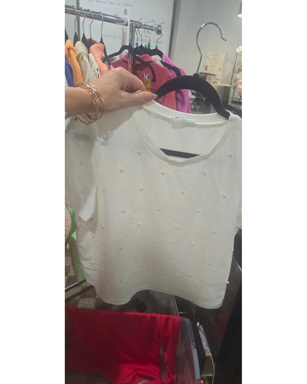 Mittoshop Pearl-Embellished Cropped Tee