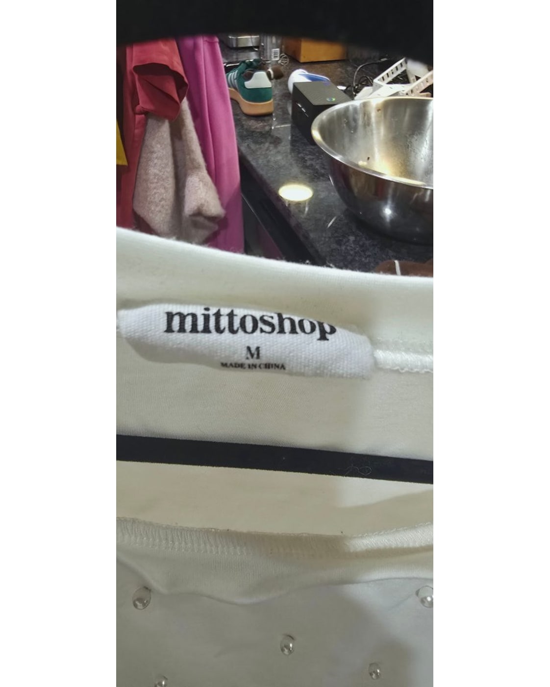 Mittoshop Pearl-Embellished Cropped Tee