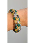 Cabochon Starfish Hinged Bangle Bracelet