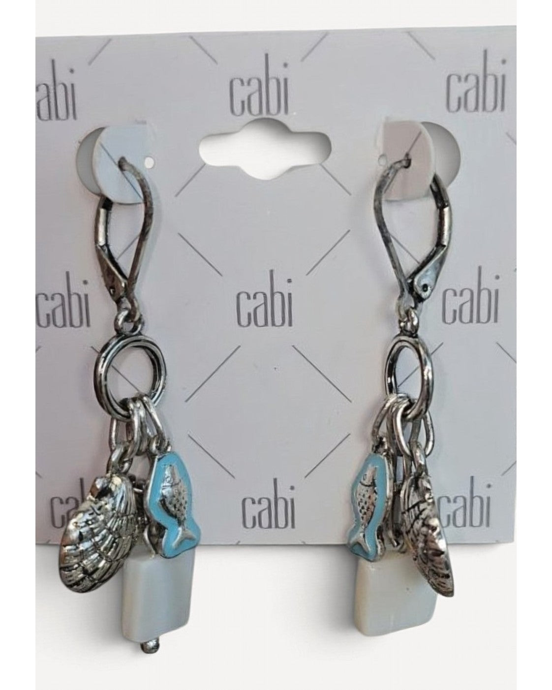 Silver cabi Shell and Fish Charm Dangle Earrings - NWT