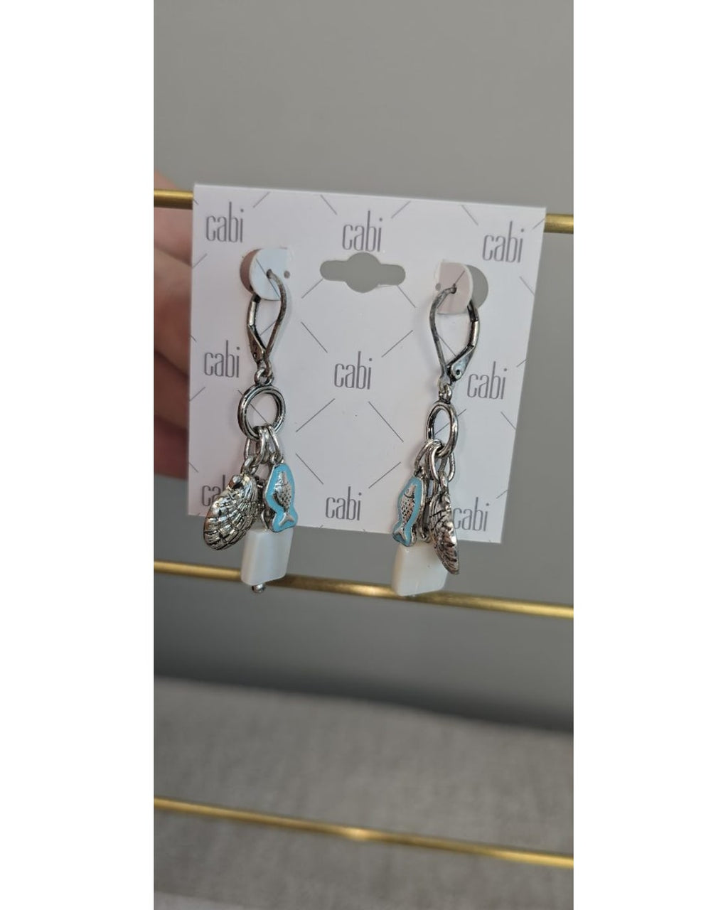 cabi Shell and Fish Charm Dangle Earrings - NWT
