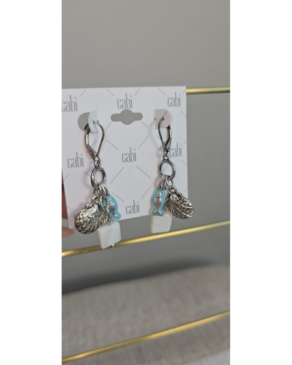 cabi Shell and Fish Charm Dangle Earrings - NWT