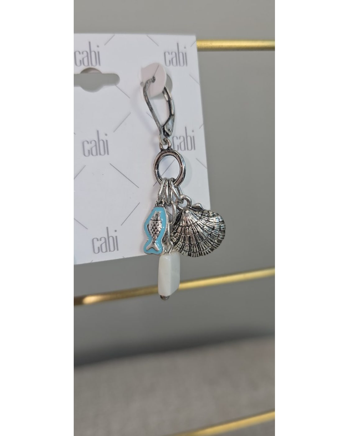 cabi Shell and Fish Charm Dangle Earrings - NWT