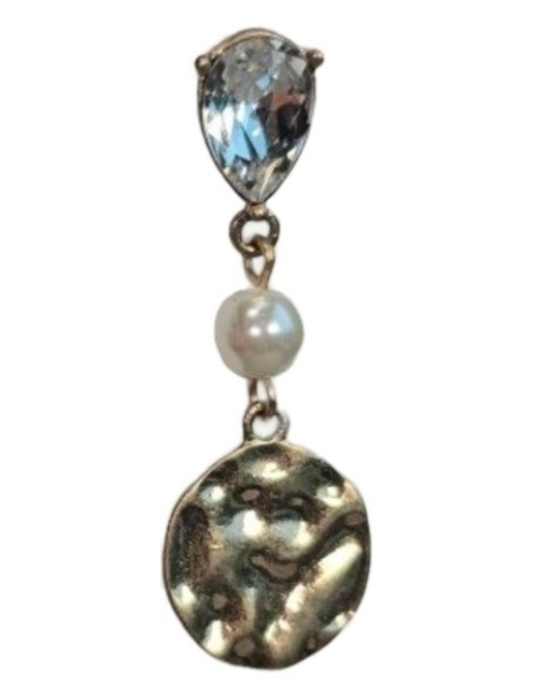 Gold cabi Crystal Teardrop Pearl Disc Drop Earrings - NWT – photo 2