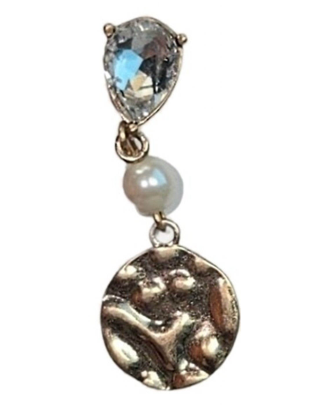 Gold cabi Crystal Teardrop Pearl Disc Drop Earrings - NWT – photo 3