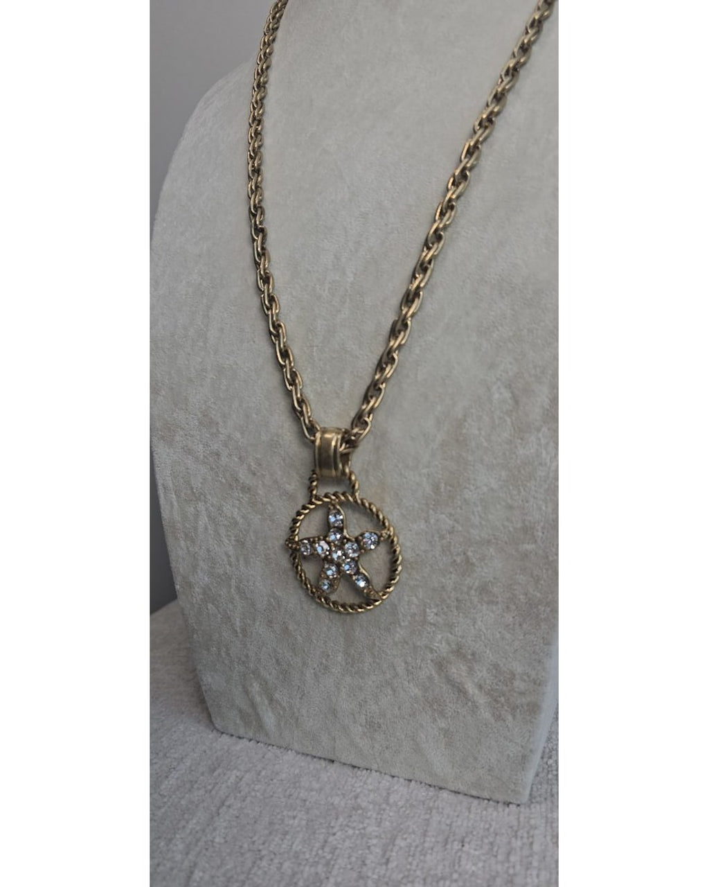 Crystal Star Pendant Rope Chain Necklace