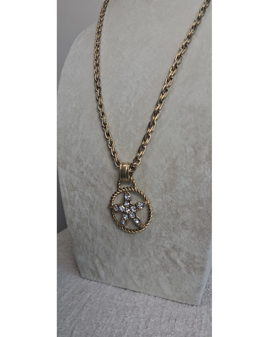 Crystal Star Pendant Rope Chain Necklace