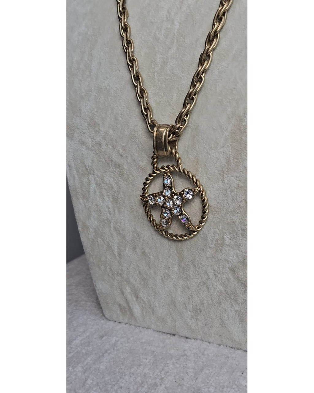 Crystal Star Pendant Rope Chain Necklace