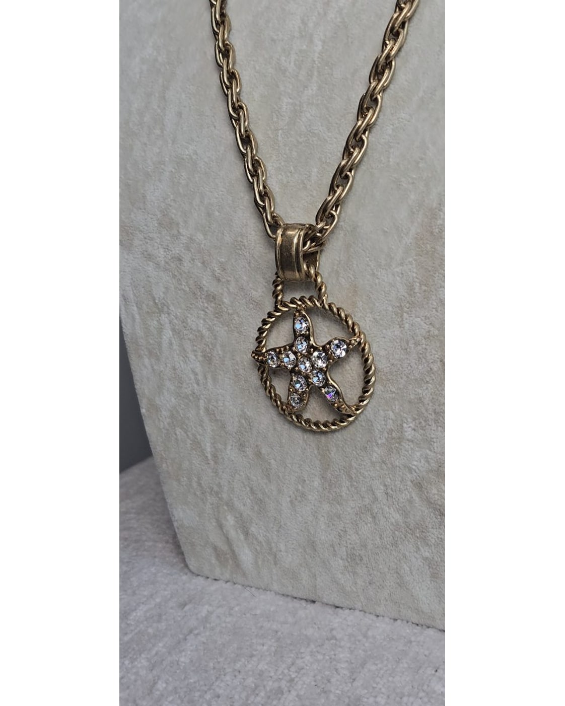Crystal Star Pendant Rope Chain Necklace