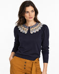 Floral Scalloped Collar Knit Top - Style# T0837