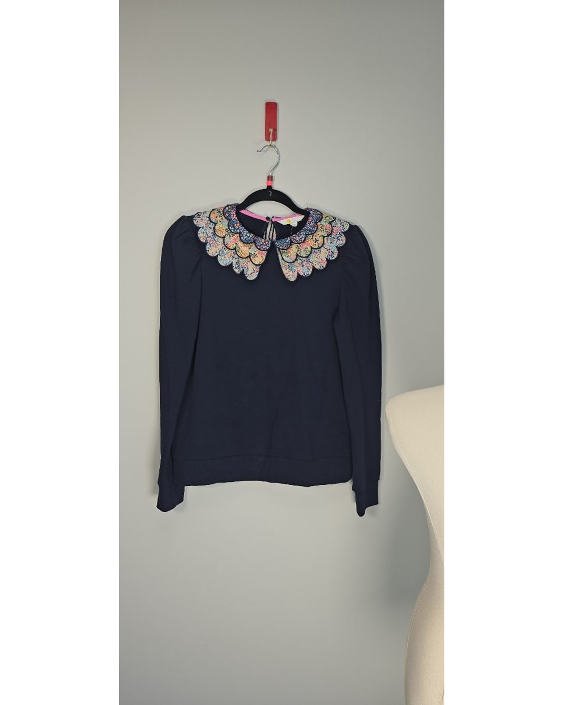 Floral Scalloped Collar Knit Top - Style# T0837