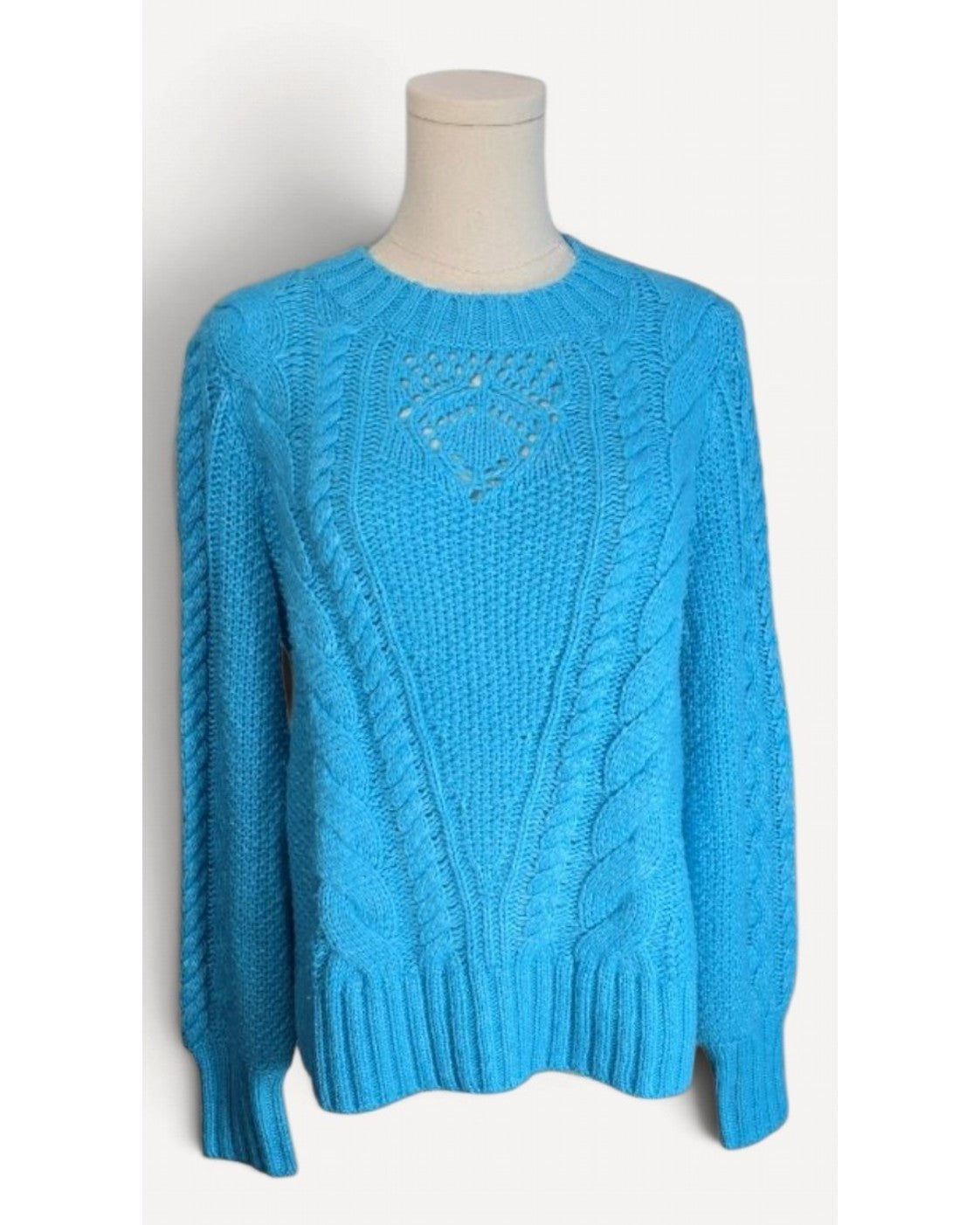 Blue Talbots Cable Knit Crew Neck Sweater, size M