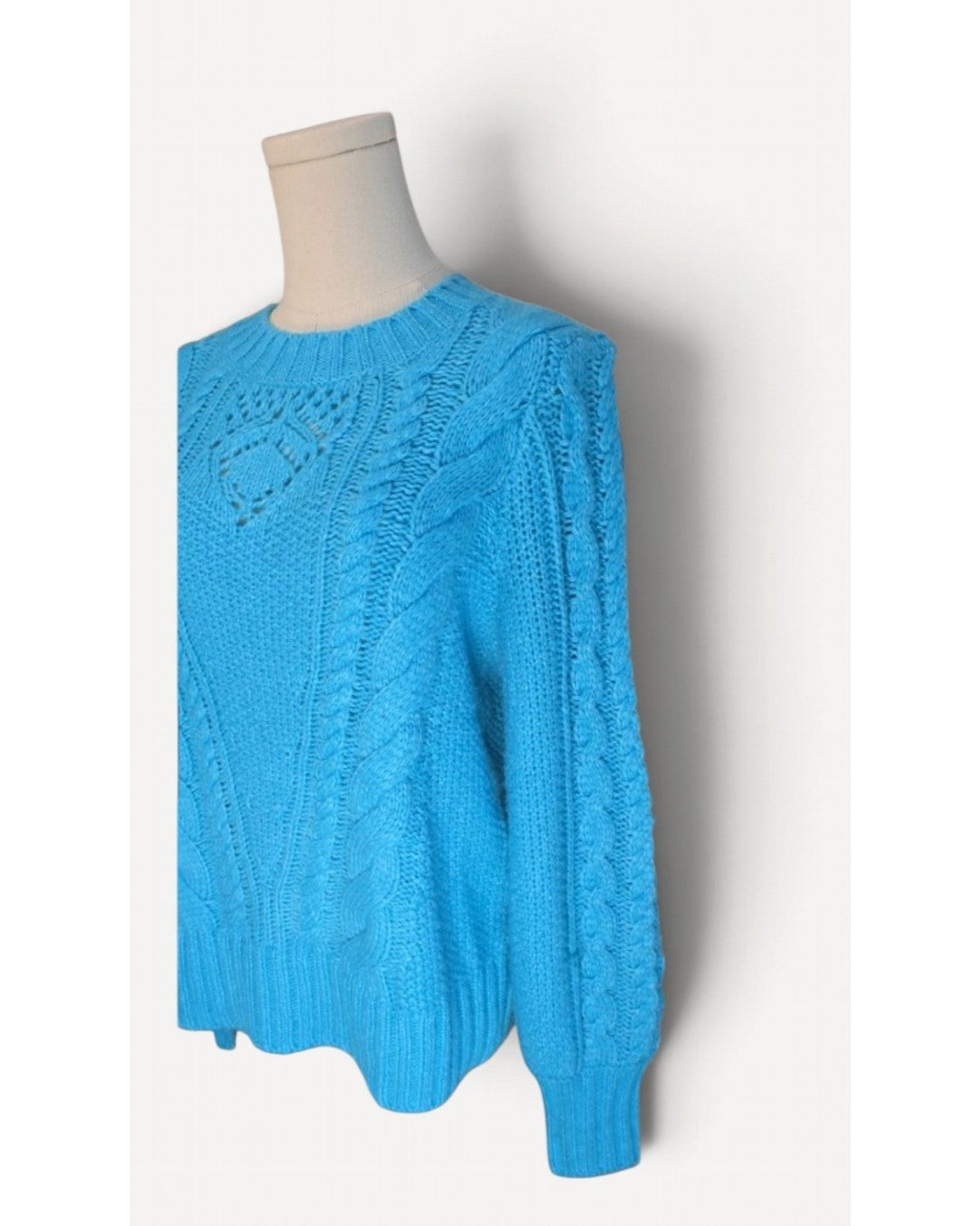 Blue Talbots Cable Knit Crew Neck Sweater, size M – photo 2