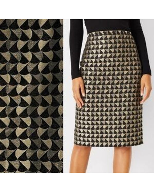 Gold Ann Taylor Geometric Print Pencil Skirt, size 8